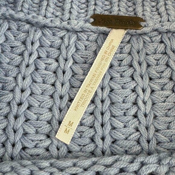Free People Women's Bell Song Pullover Cropped Sweater Cotton Blend Blue Medium - Picture 9 of 13